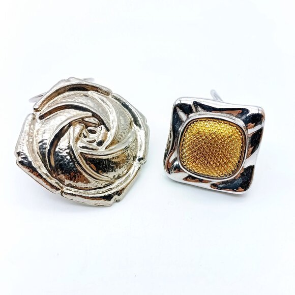 Vintage Scarf Clip Lot, Bundle of 2 Silver Tone Shawl Slides, Unmarked Rose - Picture 1 of 3